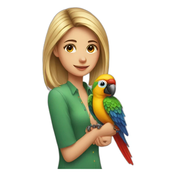 a girl and a parrot sticker
