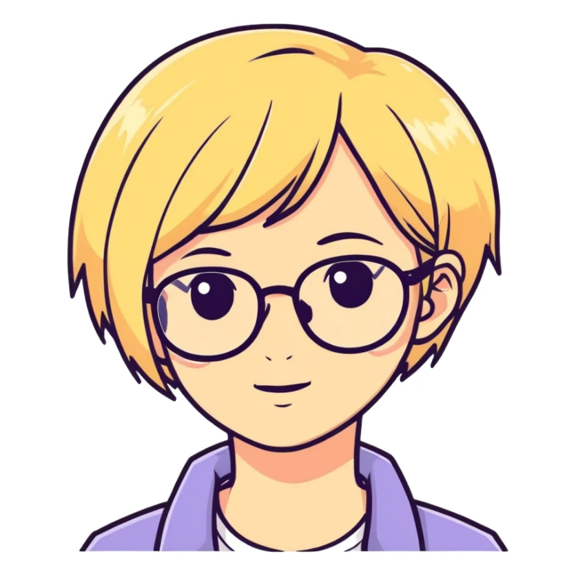 Blonde girl with short hair and glasses sticker