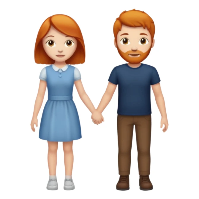 ginger girl and brunette man holding hands sticker