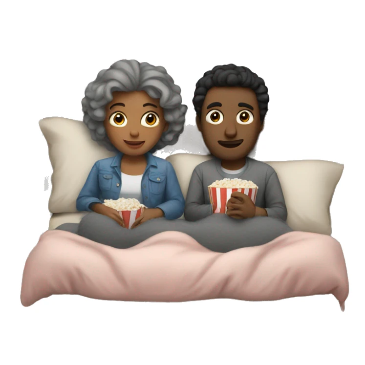 Couple watching movies in bed sticker