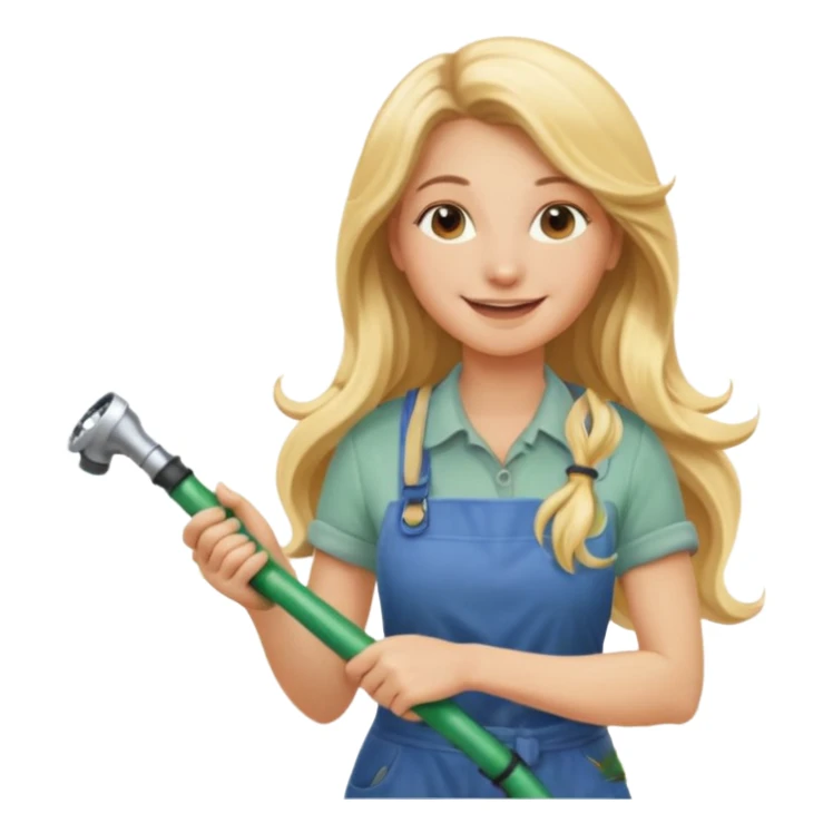 blonde lon hair female gardener hose sticker