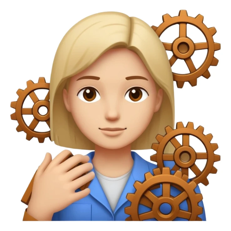 A human figure assembling blocks or gears around themselves, symbolizing personal growth and practical skills. sticker