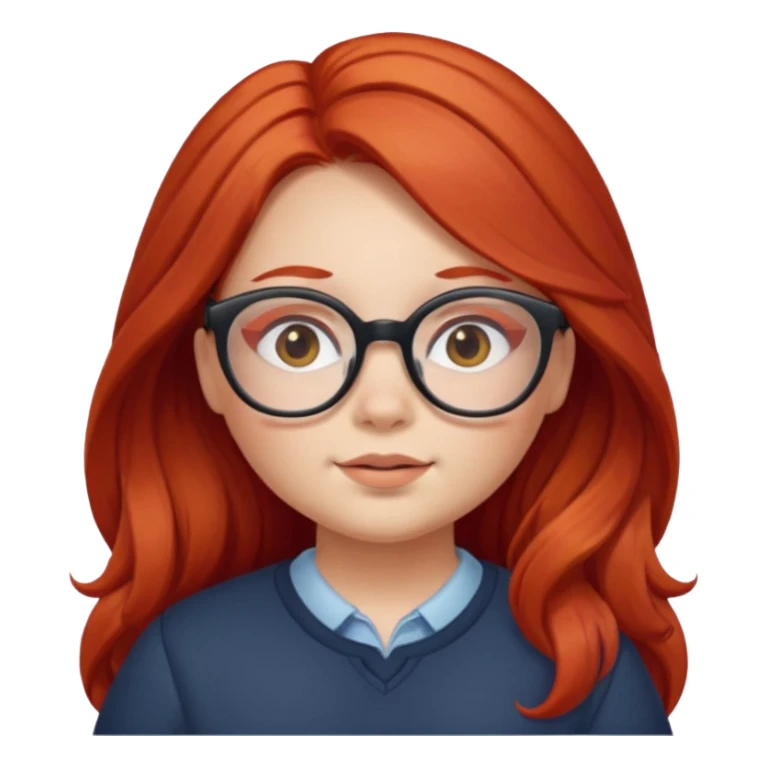girl with chubby cheeks, long red hair, and glasses sticker