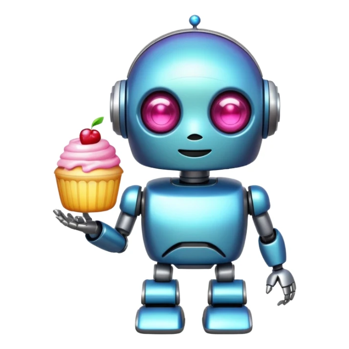 The cute robot and dessert, 3d emoji sticker