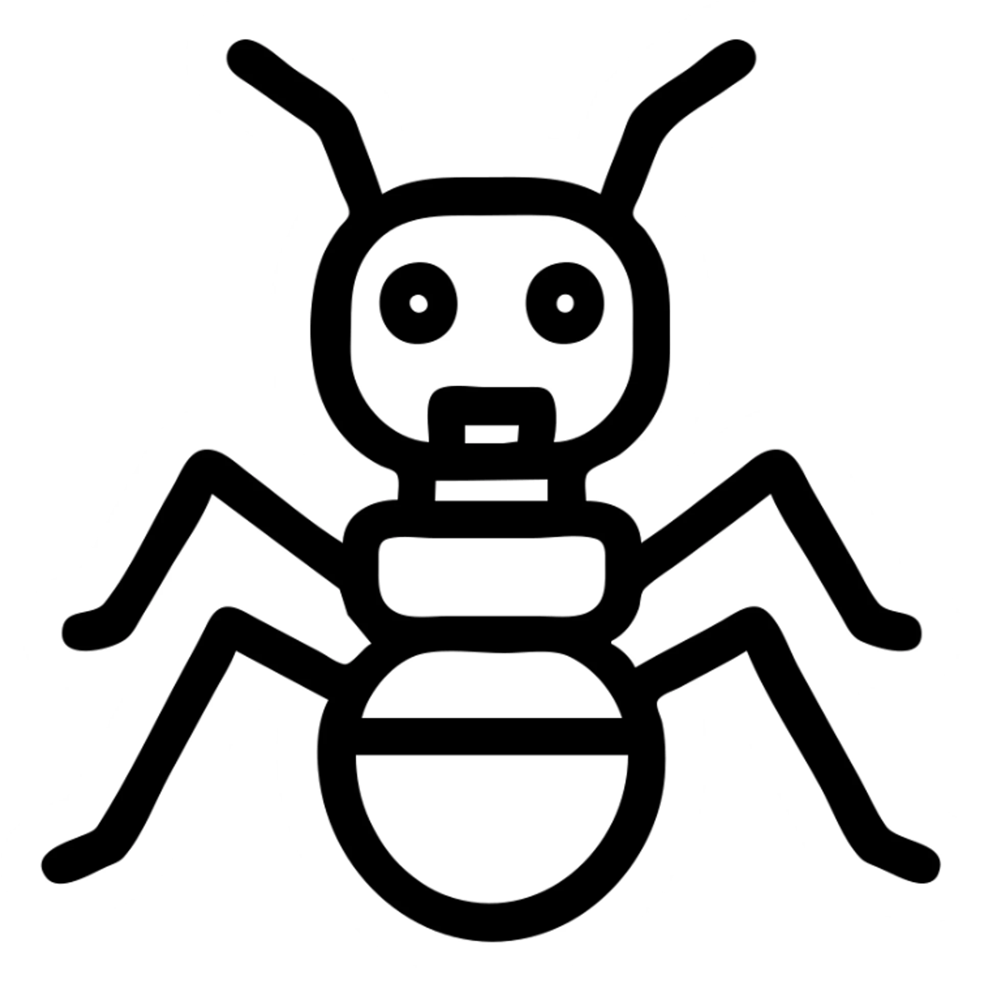robot ant icon, clean and simple, outlined style sticker