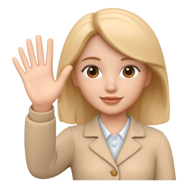 generate realistic detailed girl waving hi 3d style  sticker