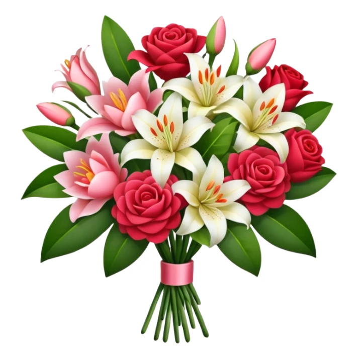 Lilies, roses and camellias in a flower bouquet sticker