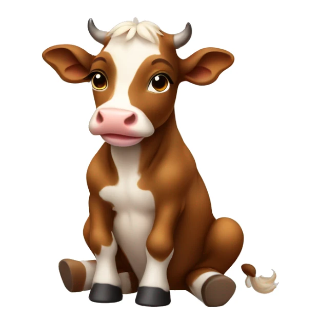 cute brown baby cow sitting up sticker