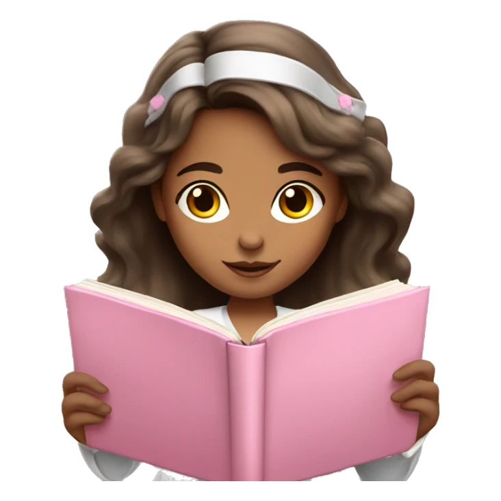 angelic brunette girl with pink book sticker