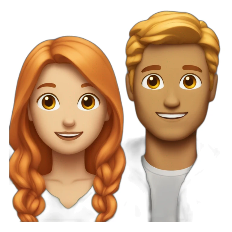 couple blondman cap and woman redhair sticker