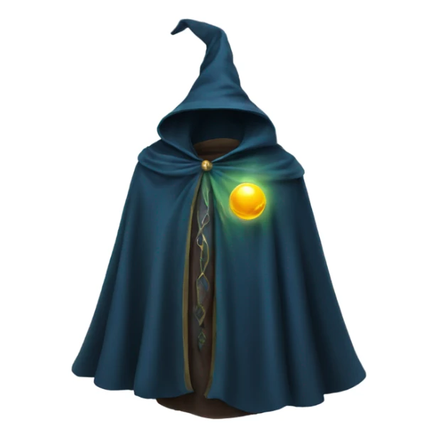 Fantasy wizard cloak with orb connecting the seams at the top sticker