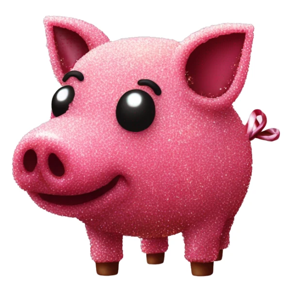 Sparkling Pig made of maroon sparkling sour candy laces andc sweets walking covered in sugar  sticker