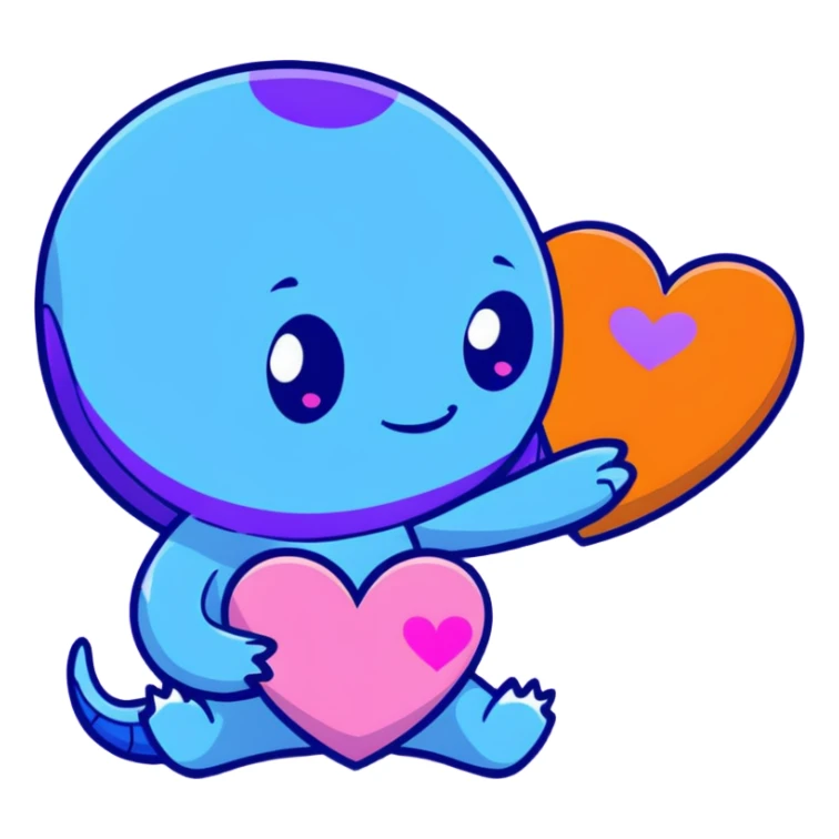 Stitch holding a pink and Purple Heart  sticker