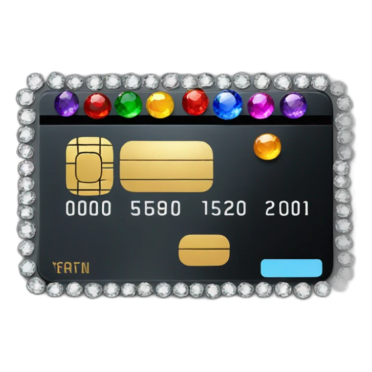 Black credit card with gems sticker