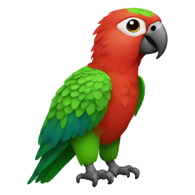 parrot that looks like a ball, red with green, small sticker