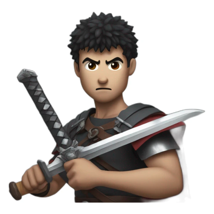 angry berserk guts carrying a huge sword on his shoulder sticker