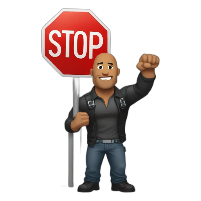 The rock holding up a stop sign sticker
