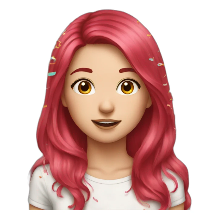 girl-long-straight-rosered-hair-throwing-confetti sticker