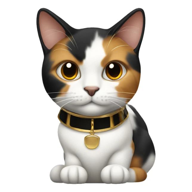 Calico cat with gold and black collar  sticker