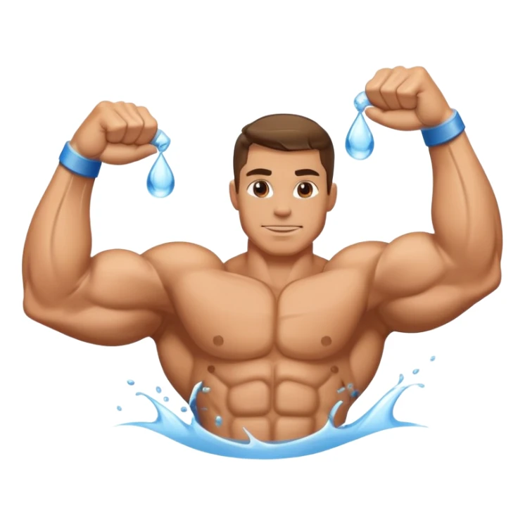 muscle biceps with water in the arms sticker
