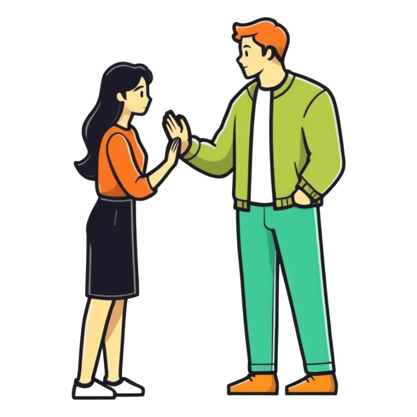 Emoji of a man teasing a woman sticker
