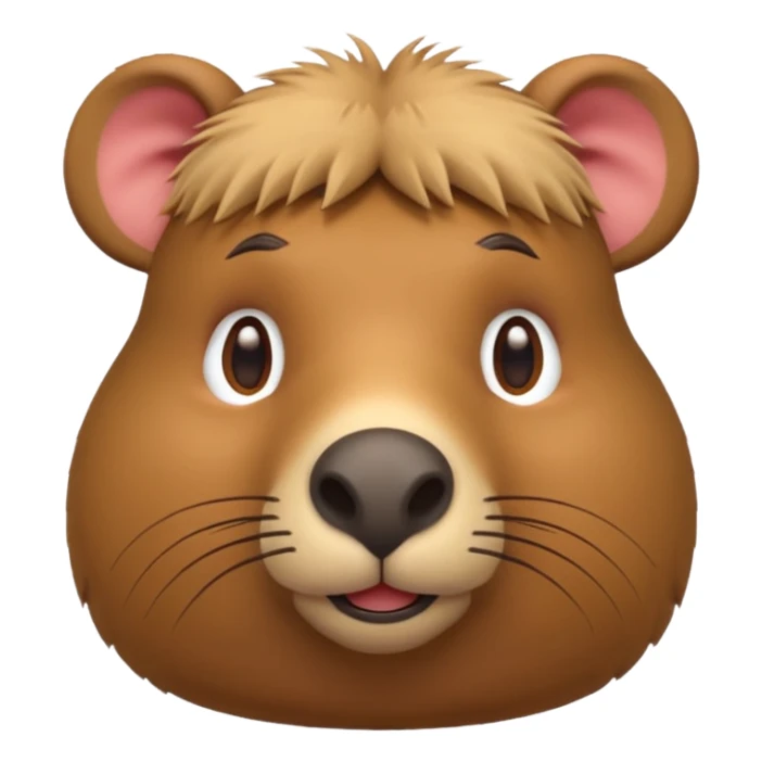 3D emoji of a capybara, rounded and playful, Apple emoji style sticker