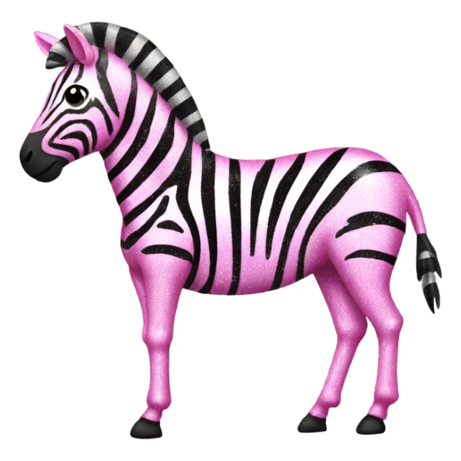 Pink full-body zebra with glitter sticker
