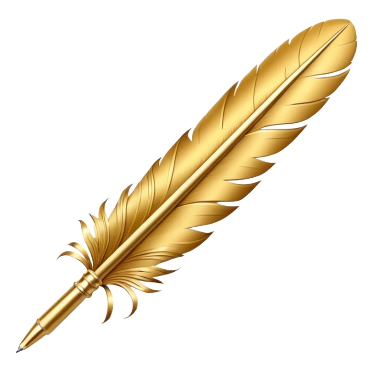 3D perspective academic premium golden ink feather pen sticker