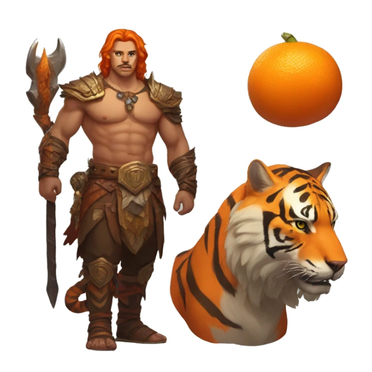 diablo 4 male barbarian and his orange tiger mount sticker