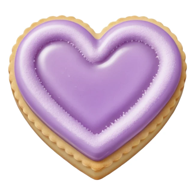 Realistic shortbread cookie in the shape of a heart with pale lilac color jelly middle filling and sprinkled powder sugar on top. sticker