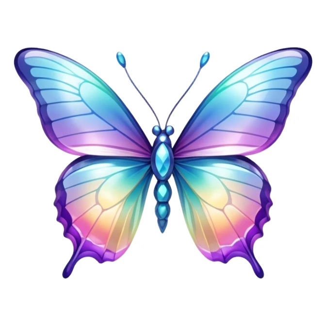 Transparent Shiny Glossy Pastel Gradient Hue Iridescent Crystal Butterfly sticker