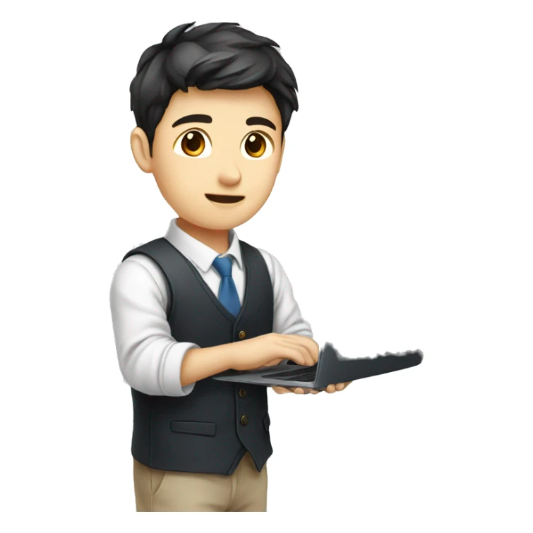 Handsome-finance-korean boy-working-with-laptop sticker
