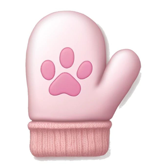 pale pink mittens with paw print and pale pink bow sticker