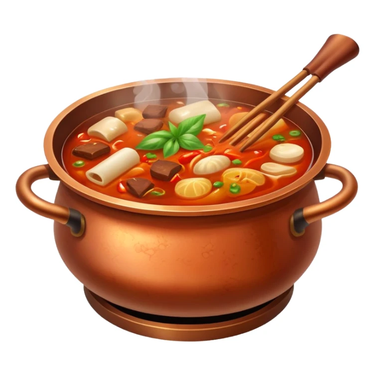 Old-style Sichuan hotpot with copper pot sticker