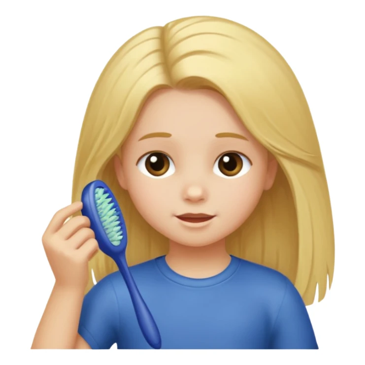 Child brushing her hair sticker