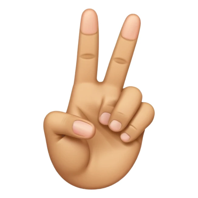 A hand emoji with the pointer finger middle finger and thumb up that looks like “YVL” sticker