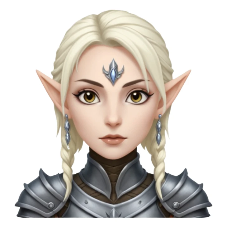 ESO female dark elf warrior with lashes and earrings sticker