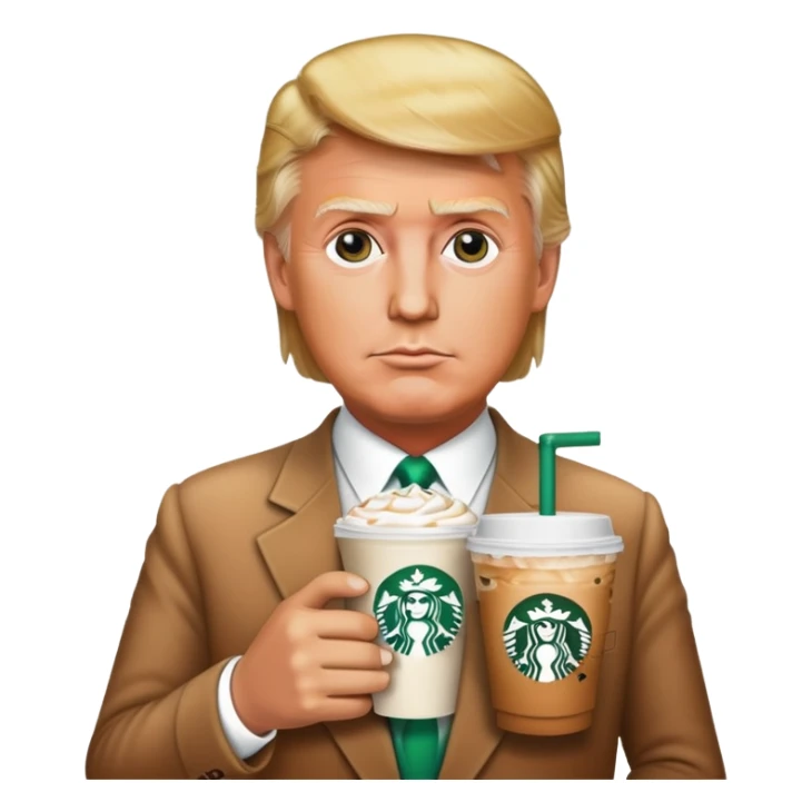 trump with stabucks drink sticker