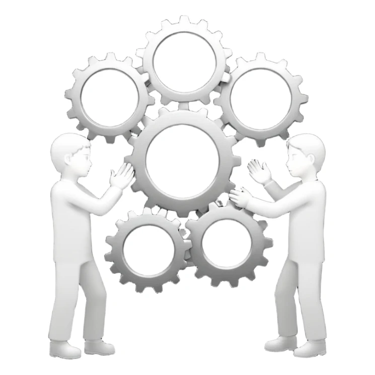 person silhouette handing a gear to another sticker