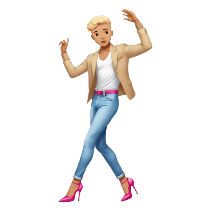 Boy wearing heels and dancing in victorias secret sticker