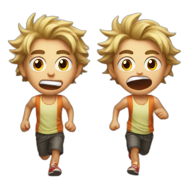 Stupid mad boy with his tongue out and he is running sticker