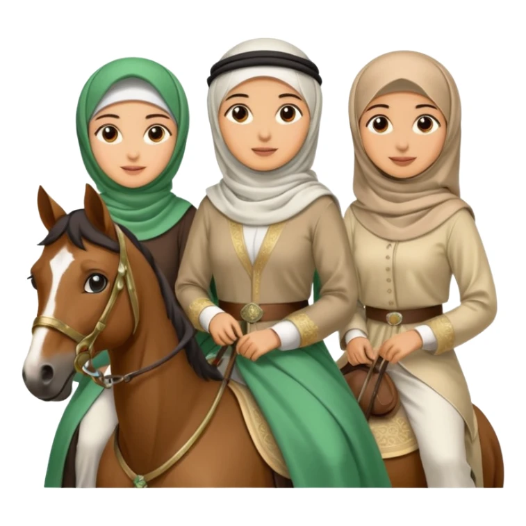 Hijabi women and saudi men on horses sticker