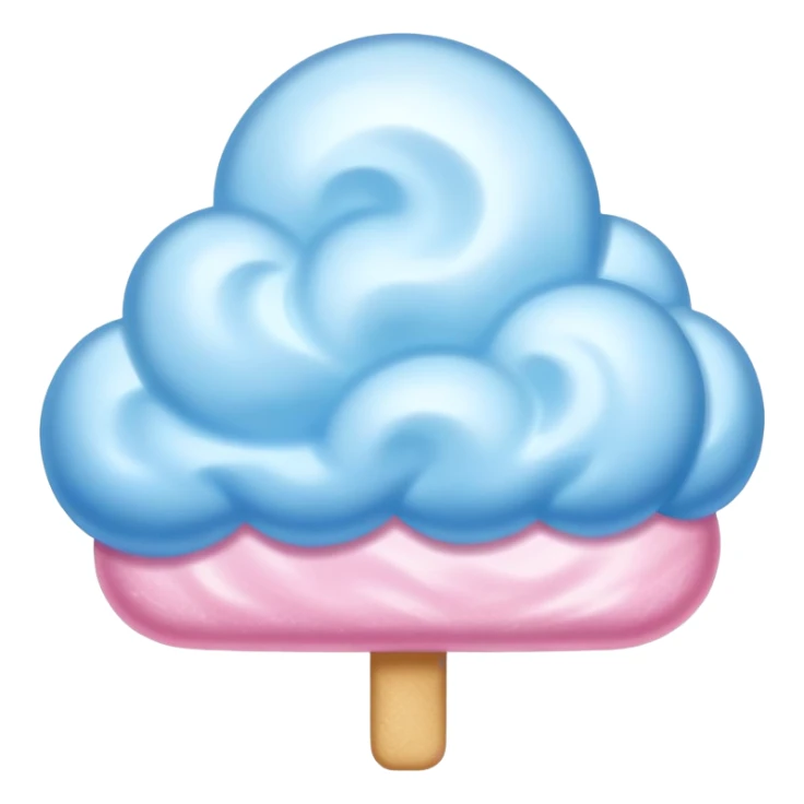 Blue glossy cotton candy cloud with shimmering sugar coating and lustrous shine sticker
