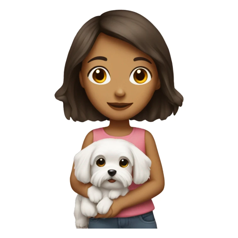 Brunette girl with Maltese dog sticker