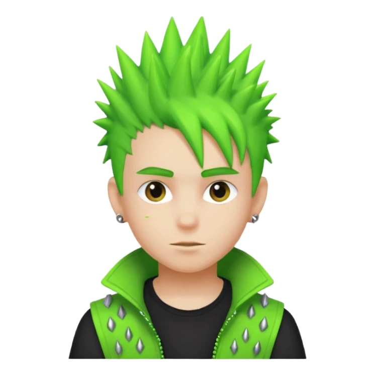 Boy with Neon Spiky Hair – green spikes sticker