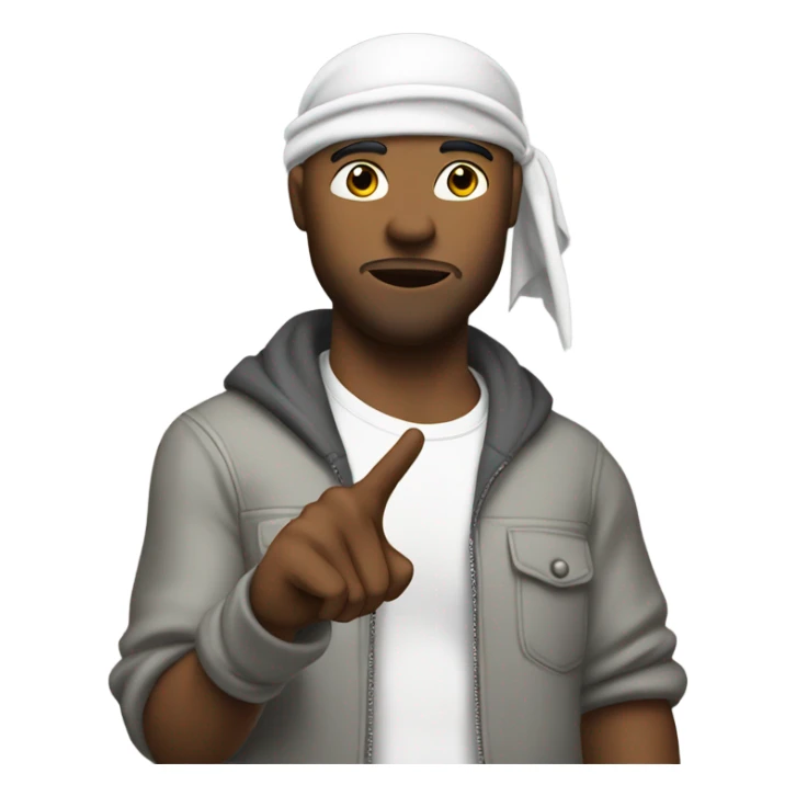 A gangster with durag on that saggs his pans and doese a pistol jesture sticker