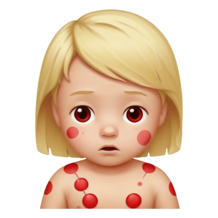 bebe com bolinhas vermelhas pequenas pelo corpo de tamanhos variados e loiro sticker