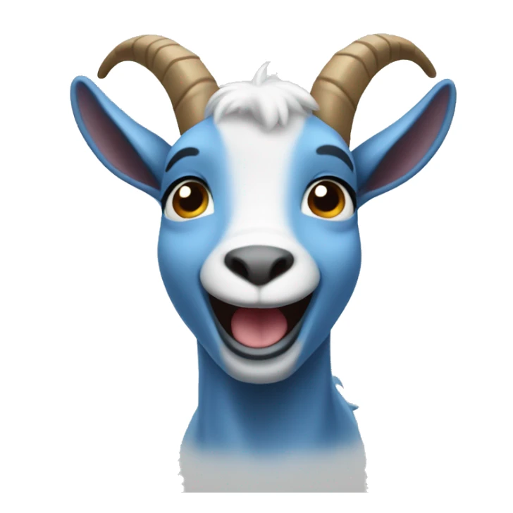 Blue goat whole body pretty smiling excited  sticker
