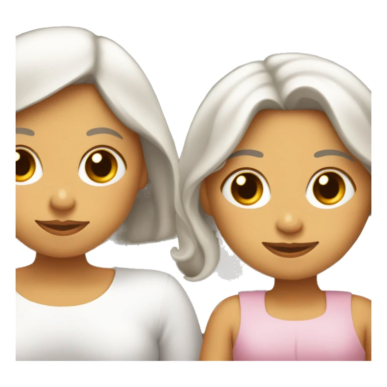 Mamá y bebé niña con pieles blancas con cabello café  sticker