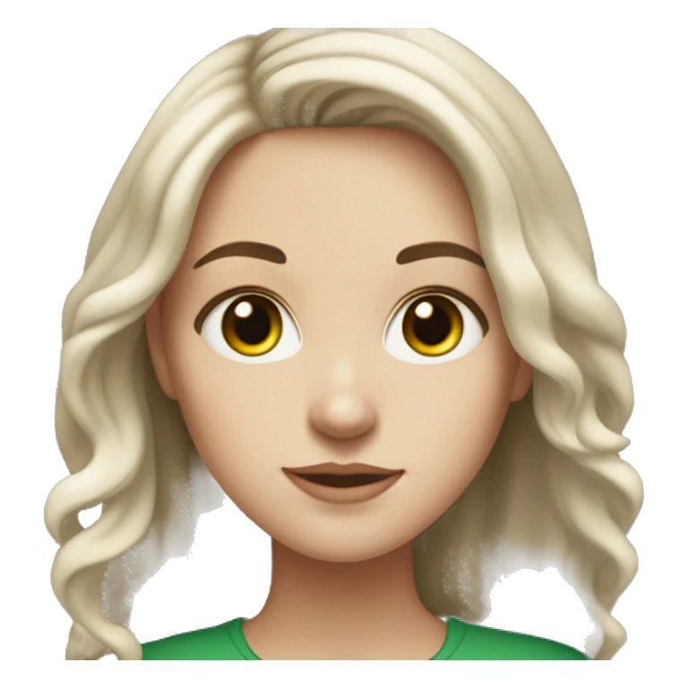 white girl with bright green eyes and brown, medium length hair sticker